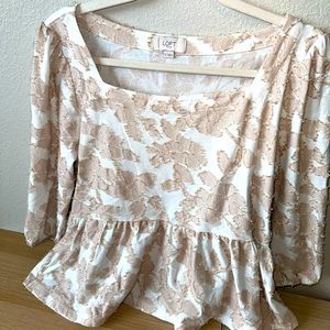LOFT Feminine 3/4 Sleeve Peplum Blouse